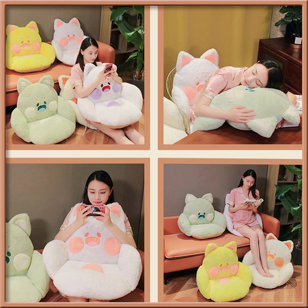 Cute Seat Cushion With Backrest,Kawaii Home Decor For Office Bedroom,DUDUCat Lazy Sofa,Comfortable and Soft,Cartoon Animal Style